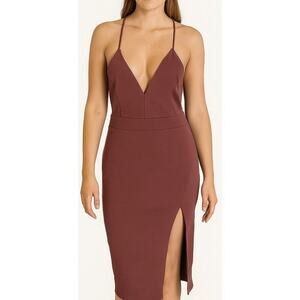 Dainty Hooligan BODYCON DRESS NEW Blush maroon stretch NEW lace back LG